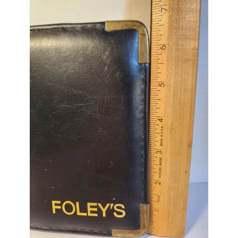 FOLEY'S Address Book Black & Gold Brass Trim Vintage